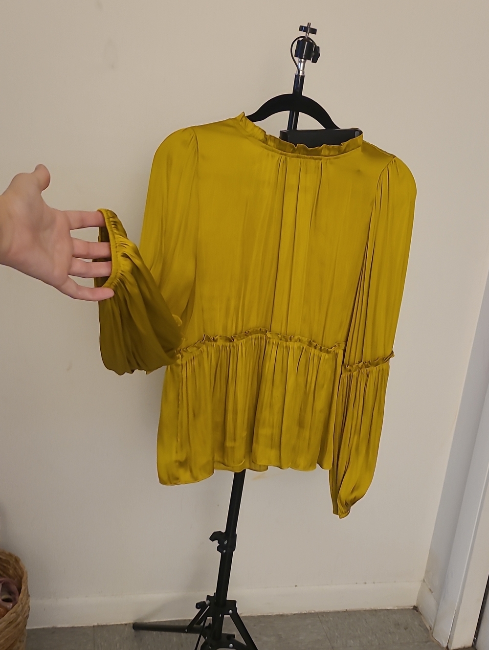 bohme Mustard Yellow Pleated Peplum Blouse